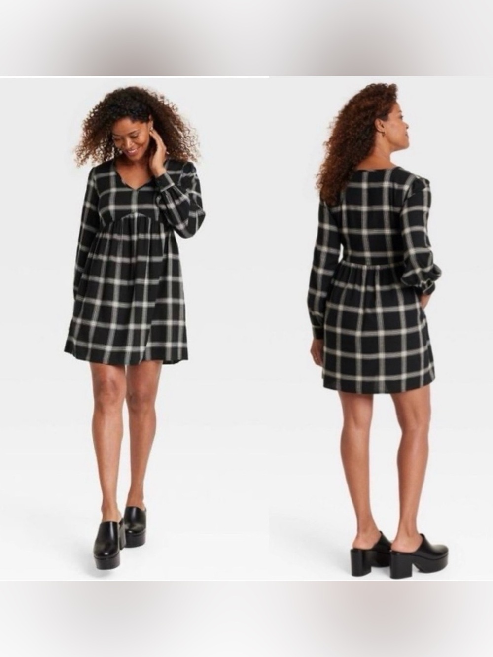 Knox Rose Plaid Long Sleeve Dress w/Pockets